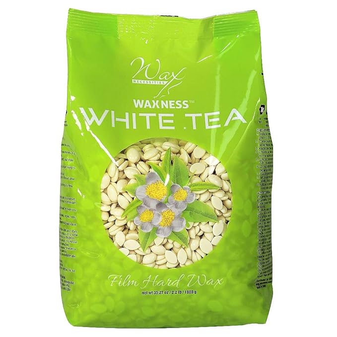 Waxness Film Hard Wax Beads White Tea Cream 2.2 lb (1 kg) – Stripless Professional Hard Wax with White Tea Scent for Face & Body, Smooth Application – Made in Italy