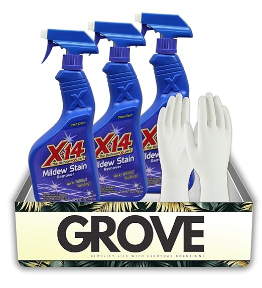 3x Malco X-14 Stain Remover 1 qt Bundle with Cleaning Gloves for Bathroom, Kitchen, and Hard Surface Stain Removal – Gift Set (4 Items)