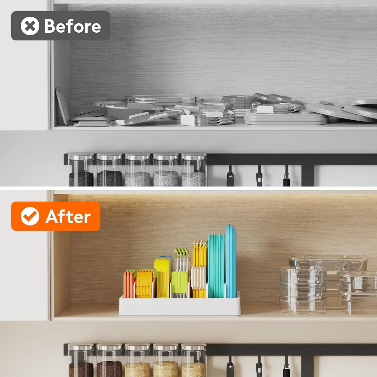 Lifewit Kitchen Cabinet Organizer for Food Contanier Lid with 7 Sections