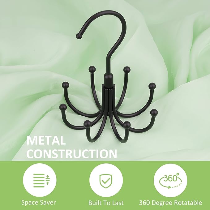 Tank Top Hanger, Rotatable Bra Hanger for Closet, Max 24 Capacity Metal Tank Top Holder Storage Space Saving Sport Bra Organizer, Black