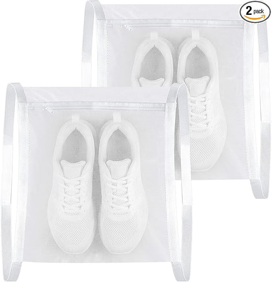 2Pcs Laundry Bags, Mesh Wash Bags, Protect Clothes in Washing Machine, Large Honey Comber Mesh Bag with Zipper and Strap for College,Dorm,Storage (15.7" Large)