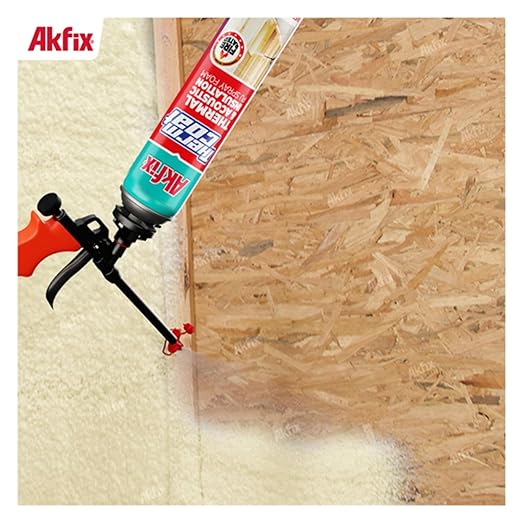 Akfix Thermcoat Fire Rated Spray Foam Insulation Kit 20 sq ft (1x27.1 oz.) - (R-Value 11.32/2 in) Closed Cell Expanding Wide Sealant Thermal Insulation for Walls and Attic - Gun & Cleaner Included