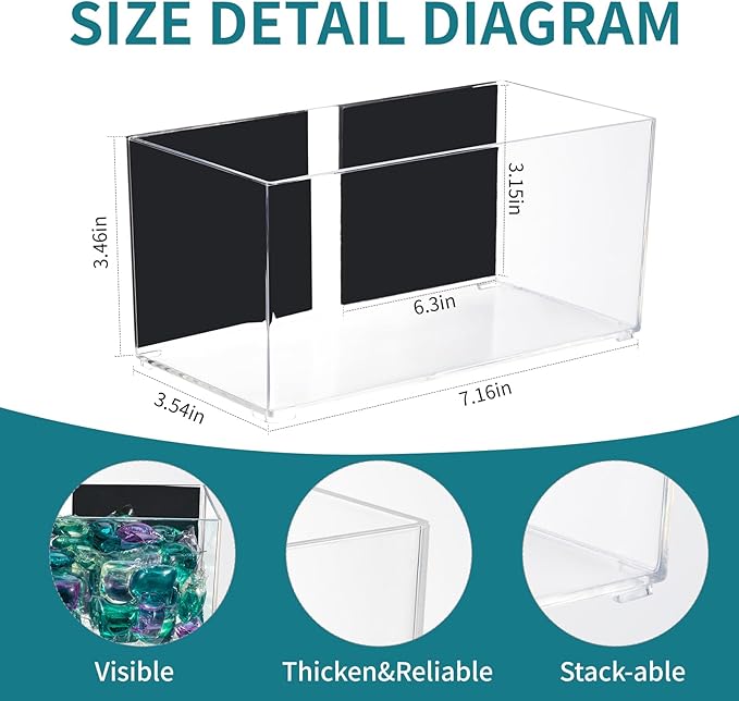 CINPIUK Magnetic Dryer Ball Holder for Laundry Room Organization, Clear Lint Bin with Adhesive Hook, Iron Dryer Ball Container Box for Laundry Room, Office, Bathroom & Craft Supplies, 1Pcs