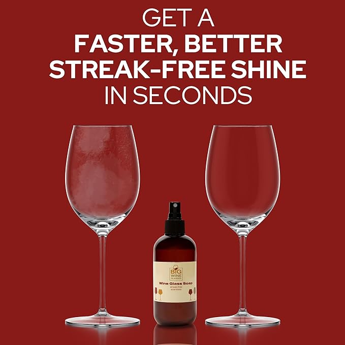 Wine Glass Cleaner & Polishing Cloth Set | 2 Organic Liquid Spray Soaps + 1 Microfiber Cleaning & Drying Towel | Streak Free and Spot Free Shine