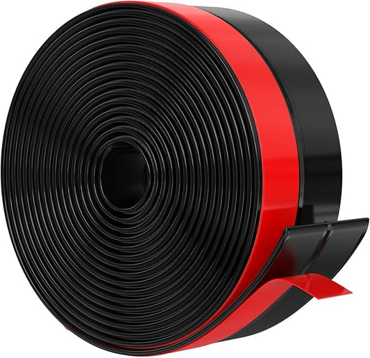 【2026 New Upgrade】 Wide Silicone Weather Stripping Door Seal with Strong Adhesive 2" x 20 ft, Draft Stopper for Garage, Shower & Sliding Doors - Gap & Under Door Protection, Black