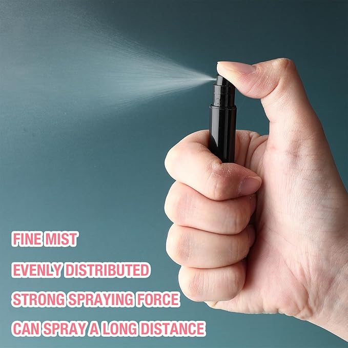 Tanlade 300 Pcs 5ml Mini Spray Bottles Refillable Black Plastic Travel Perfume Atomizer Mouthwash Bottle Cologne Small Sample Containers for Essential Oils Retailers