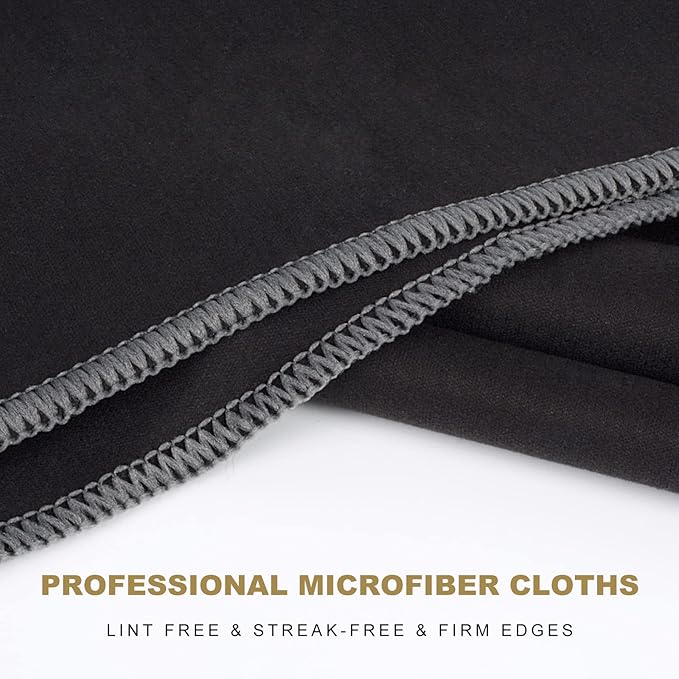 SINLAND Microfiber Glass Polishing Cloths Large Size Thick Lintless Drying Towels for Wine Glasses Stemware Dishes Stainless Appliances 20 Inch X 25 Inch Pack of 12 Black