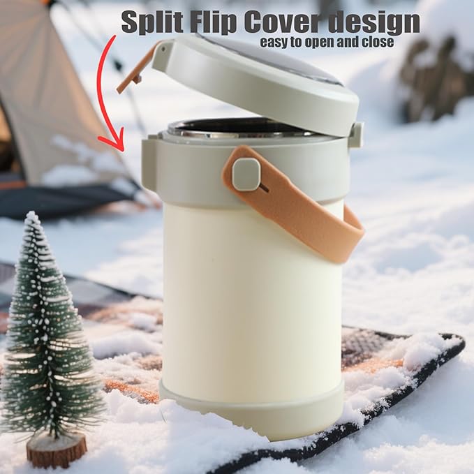67 oz Audult Hot Food Insulated Food Container,2L 3 Layer Insulated Lunch Box Kit Stainless Steel Vacuum Soup Food Thermo Stackable Hot Food Jar Bento Box for Men, Women-Opaline