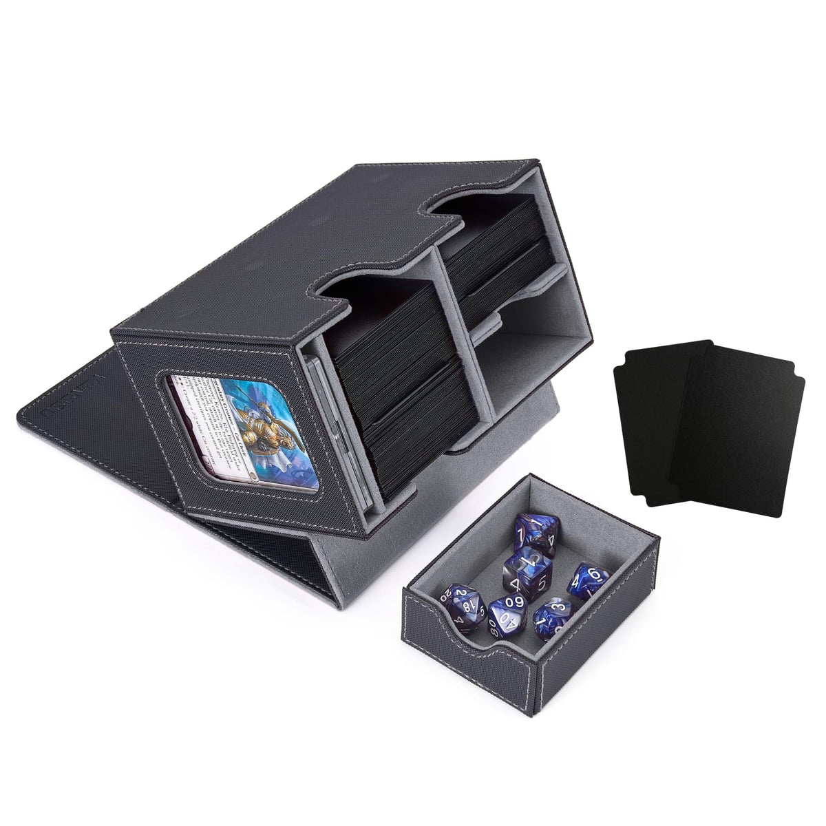 MTG Deck Box for Commander Display with Dice Tray (Black＆Grey) - Image 1