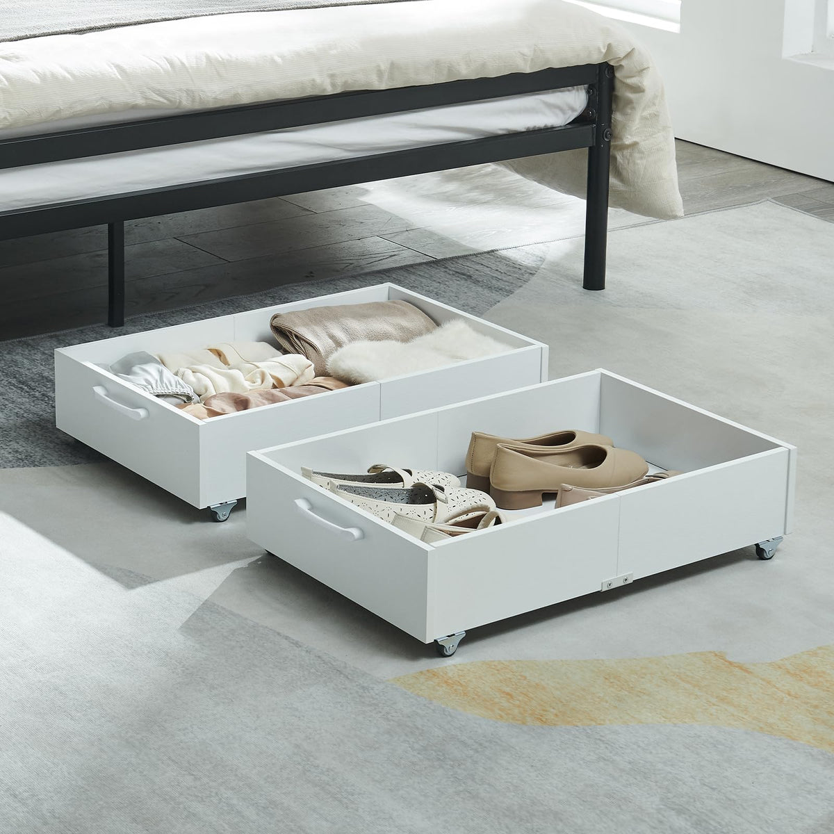 2-Pack Wood Under Bed Storage Drawers Organizer | Home Organization - Image 1