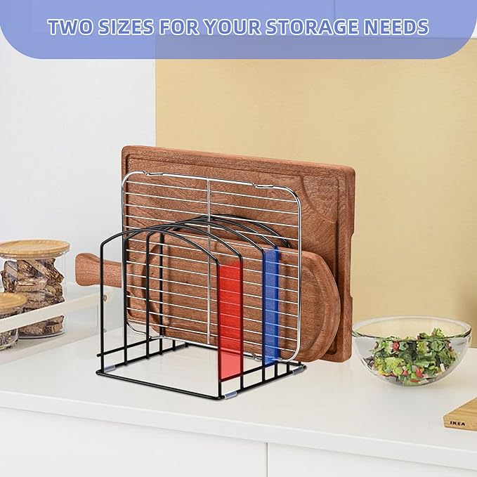 5-Slot Cutting Board Organizer, Bakeware Organizer, and Kitchen Cabinet Organizer for Baking Trays and Cookie Sheets (2pcs 5 Slots for two size)