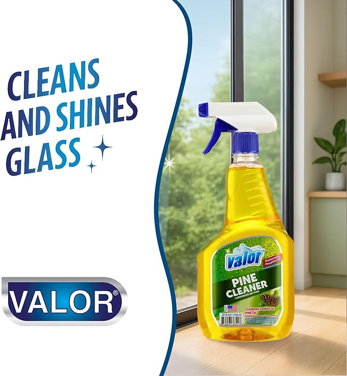 Valor Pine All-Purpose Cleaner with Trigger Sprayer, 32 fl oz – Multi-Surface Household Cleaner, Powerful Degreaser, Biodegradable, Fresh Pine Scent, Kitchen & Bathroom Use (32 Fl Oz (Pack of 3))