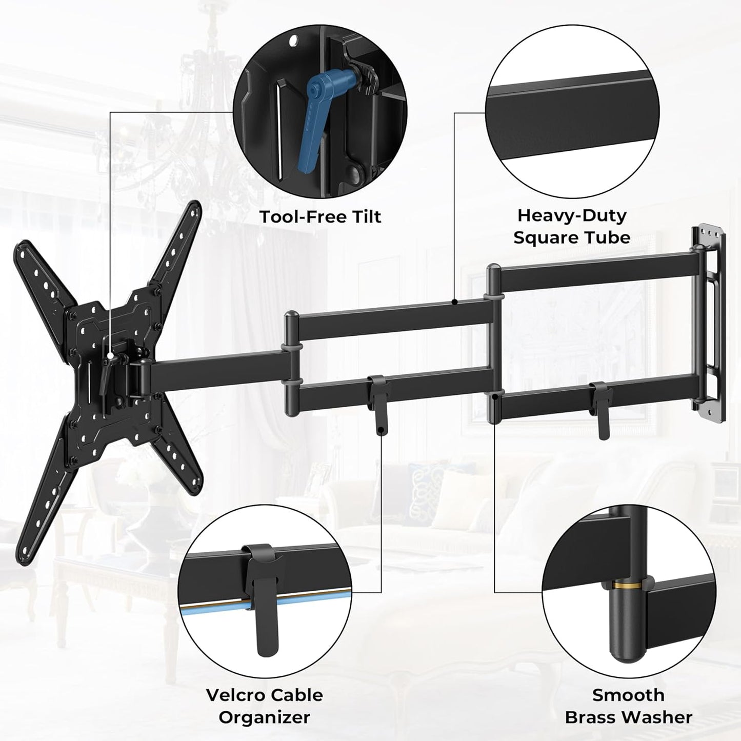 Full Motion TV Wall Mount — 26–65"