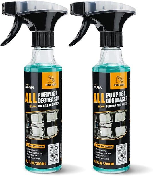 NUAN All Purpose Degreaser for Car and House, Lemon Scent, Heavy-Duty Cleaning Spray, Quick Stain Removal, 10.1 fl oz/300 ml, 2 Pack