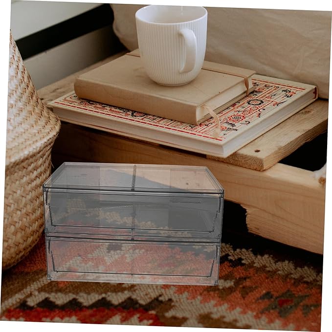 2pcs Acrylic Cosmetic Box Makeup Organizer Desktop Sundry Holder Storage Boxes Lids Decorative Organizing