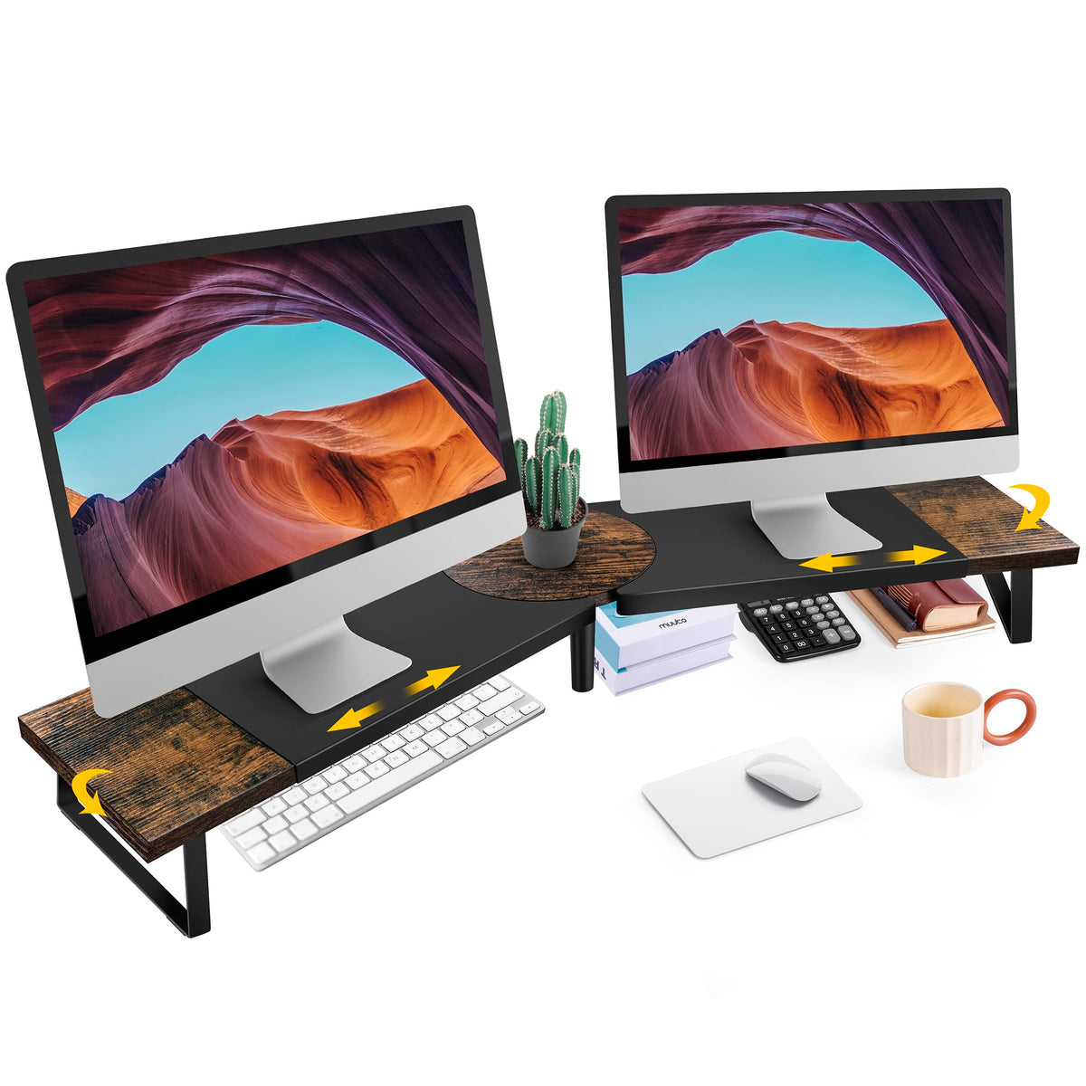 Across-Star Dual-Monitor Stand for Desk - Large Adjustable Length - Image 1