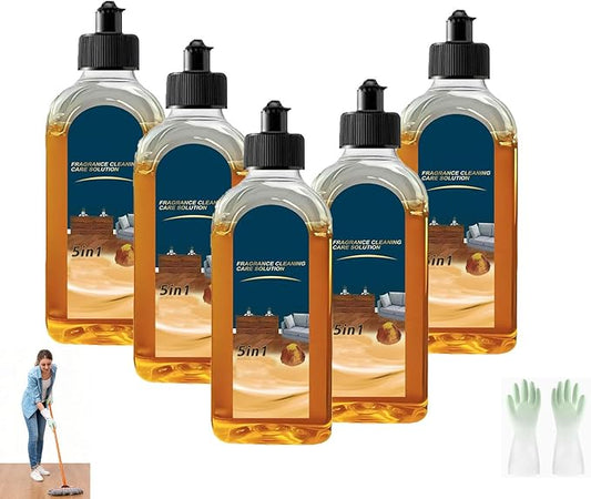 5-in-1 Hardwood Floor Cleaner, 2026 multi surface cleaner, 100 ml/3.38 oz Concentrated Multi Surface Cleaning Solution for Tile, Laminate and Wood, Streak-Free Shine for Kitchen and Bathroom (5pcs)