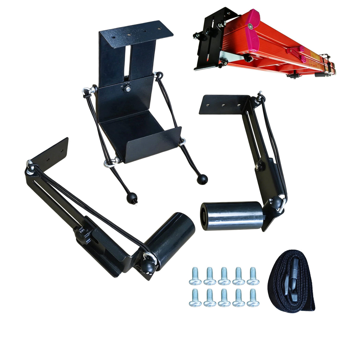 Van Ladder Storage Rack, Ceiling Mount with Rollers | Garage Storage - Image 1