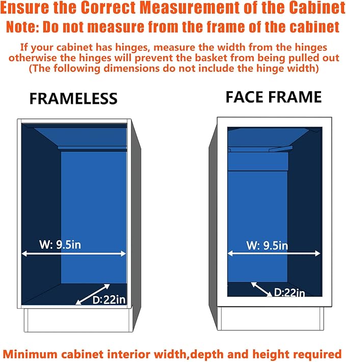 LOVMOR Pull Out Cabinet Organizer and Storage 9" W x 21½" D, Slide Out Shelves for Kitchen Cabinets