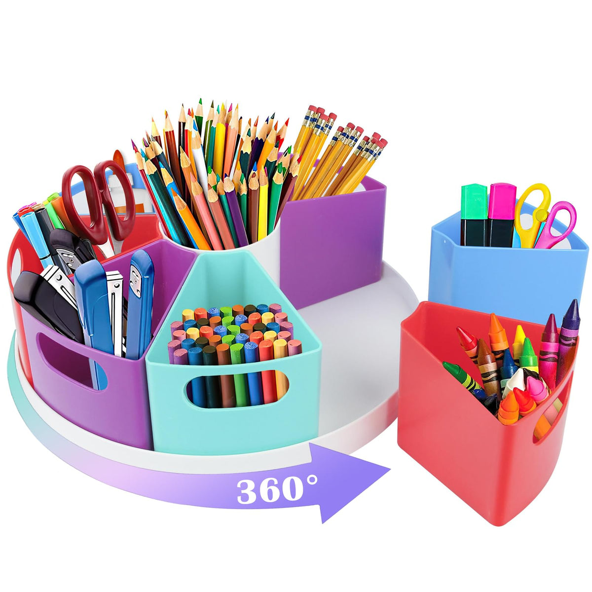 Rotating Art Supply Organizer Storage Caddy for Kids - 9 Bin - Image 1