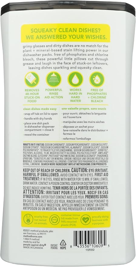 Method Lemon Mint Dishwasher Detergent Packs, 31 Oz