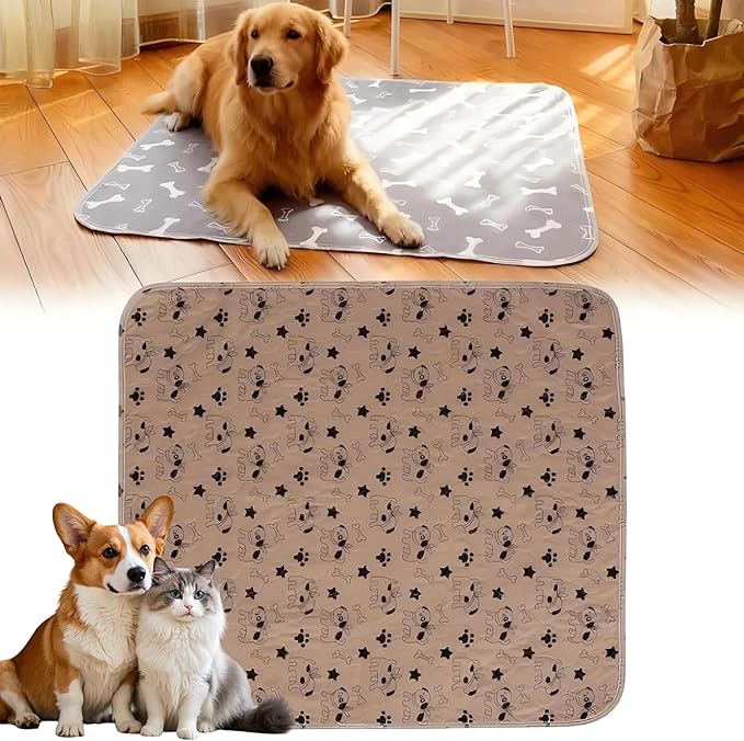 Puppy Pads with pheromones, Reusable Puppy Pads for Dogs & Cats, Washable, Durable Leak-Proof & Anti-Slip Pet Training Pads for Home & Travel(Brown-B, M: 23.6" × 15.7")