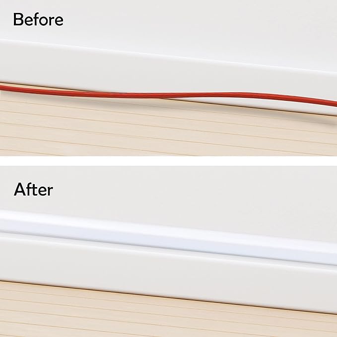 Rubber Bond TV Cord Hider Cable Protector - Strong Self Adhesive Wall Cord Cover Cable Hider - Low Profile Cable Management Wall Cord Concealer Cable Raceway