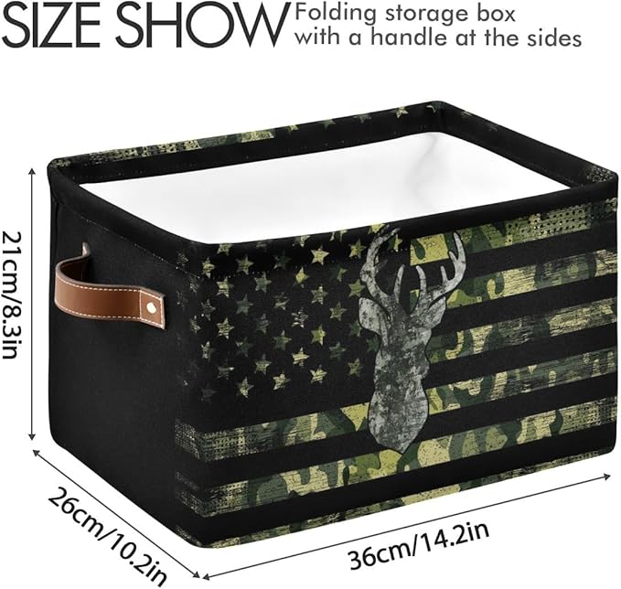 Camo Hunting Rectangular Storage Basket Organizer Bin Shelf Baskets For Clothes Gifts For Home Office Dorm