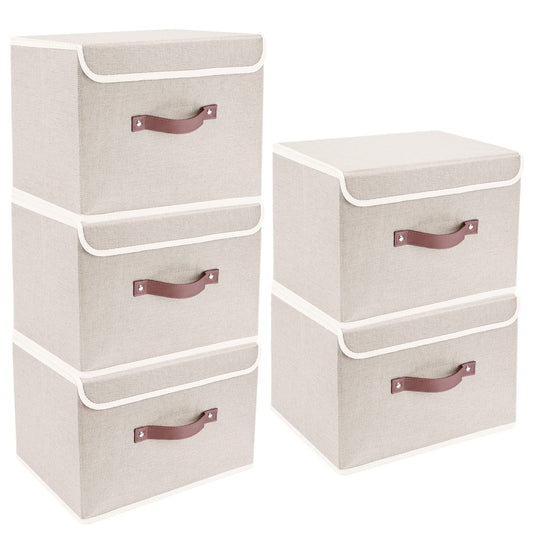 Foldable Storage Boxes with Lids 5 Pack Fabric Storage - Image 1