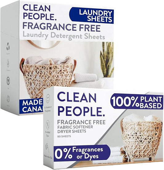 Clean People Ultra Concentrated Laundry Detergent Sheets 96 count & Fabric Softener Dryer Sheets 120 count