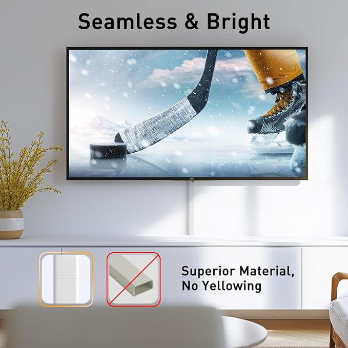 Delamu Cord Hider, 236in Cable Hider, Cord Covers for 2-3 Wires on Wall, Wire Covers for Cords, Wire Hiders for TV on Wall, Easier Setup Cable Cover Cable Management, W0.94 H0.47in,White