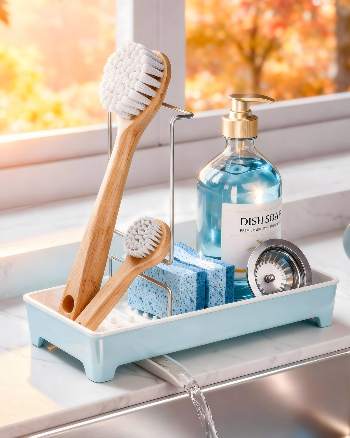 Minimalist Sink Caddy, Rustproof Sponge Holder for Kitchen Sink - Image 1
