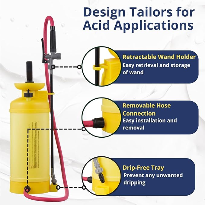 Sprayers Plus Acid Sprayer 2 Gallon, Acid Pro Compression Sprayer, Chemical Resistant, Leak-Free, for Acid Stain Muriatic Acid