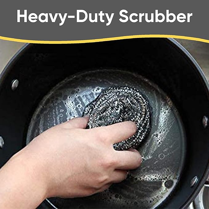 Superio Stainless Steel Scourers Steel Wool Scrubber Pad Used for Dishes, Pots, Pans, Grill, Stoves, and Ovens, Easy scouring for Tough Kitchen Cleaning (3)