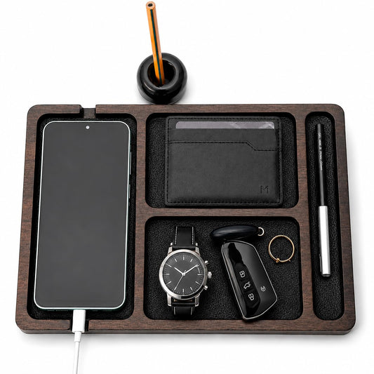 Desk Organizer Tray for Men with Ceramic Pen Holder, | All Products - Image 1