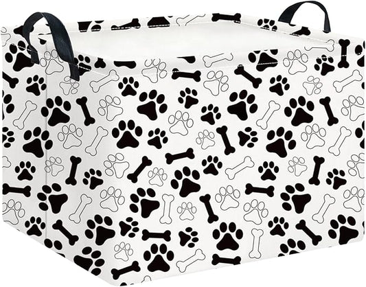 CLOCOR Rectangular Storage Basket,Collapsible Fabric Storage Container,Waterproof Toy Bin with Handles,Gift Basket(Paw)