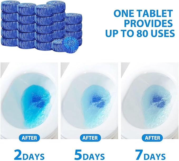 20 Count Automatic Toilet Bowl Cleaner Tablets, Bathroom Cleaning Tablets with Long-Lasting Formula, Toilet Cleaners