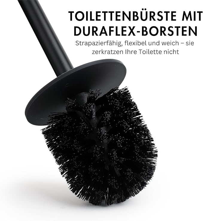 Matte Black Toilet Bowl Brush for Bathroom with Holder - Bathroom Cleaner Scrubber with Sleek Design, Sturdy, and Durable Bristles