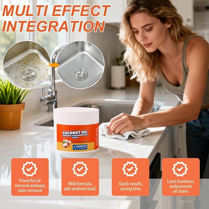 2-Pack Multi Purpose Powerful Cleaner,Heavy-Duty Degreaser Cuts Grease & Stains,Power Paste On Oven, Microwave, Stove - Non-Toxic & Fume-Free Oven Cleaner