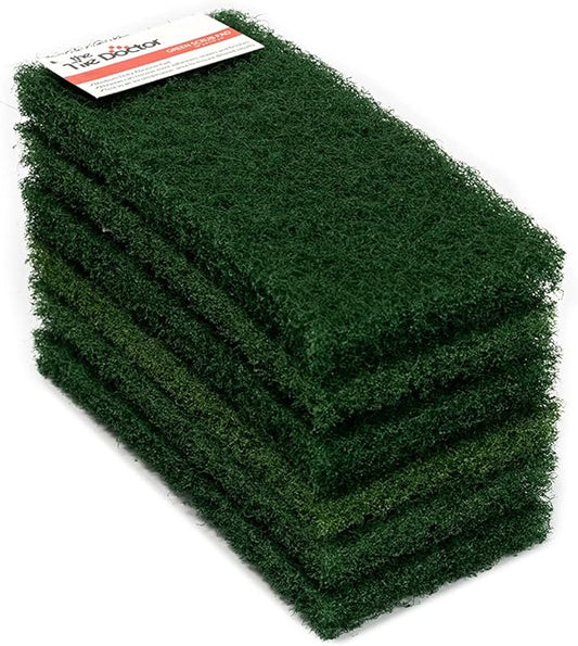 The Tile Doctor Multipurpose Scrub Pad - Ideal for Bathroom, Kitchen & Floor Cleaning - Non-Scratch Dish Sponge & Shower Scrubber - Commercial Grade - (Green - Heavy Duty, 6 Pack)
