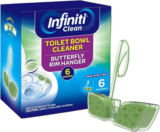 Toilet Bowl Cleaner Butterfly Rim Hanger – Eucalyptus and Mint Scent, 6 × 1.8 OZ (50g), Lasts Up to 6 Months, Automatic Cleaning & Deodorizing