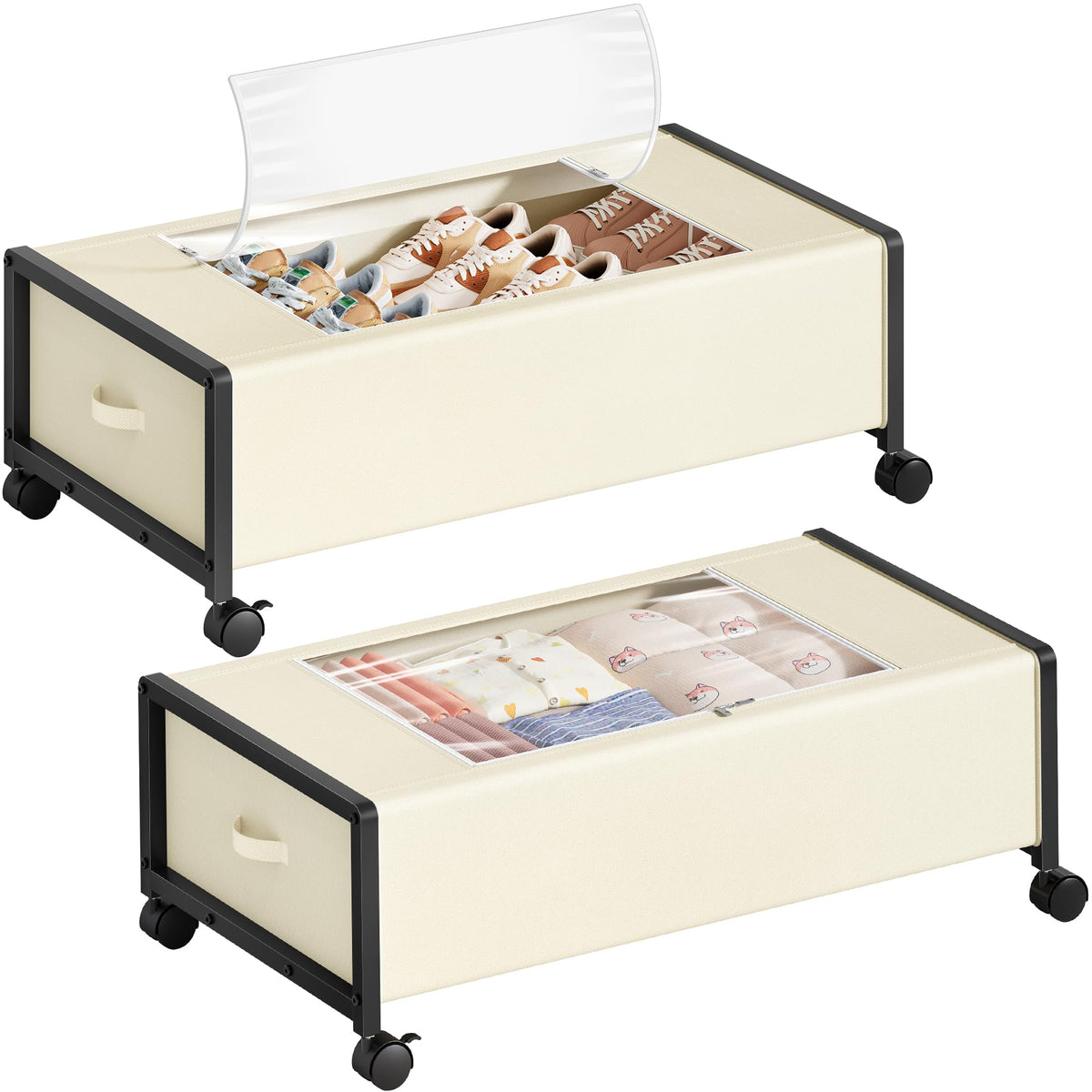 Hoctieon 70L Under Bed Storage with Wheels, 2-Pack Rolling - Image 1