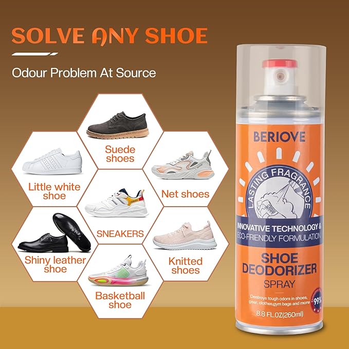 Foot Shoe Odor Spray, Eliminator Shoe Deodorizer Spray Smell Eaters for Feet, Sneaker, Boot-Natural Remover Deodorant Sports