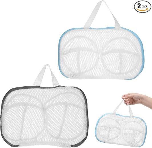 TIESOME 2 Pcs Bra Washing Bags for Laundry, Bag to Wash Bras in Washing Machine with Zipper, Reusable Bra Laundry Protector for Delicates, 28x19.5cm Polyester Mesh