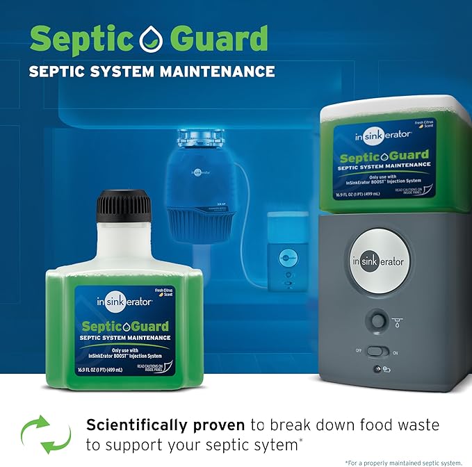 INSINKERATOR BOOST Injection System with Septic Guard Solution, Septic System Maintenance for INSINKERATOR Garbage Disposals, BST-SG