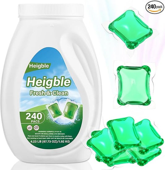 240 Count Laundry Detergent Pods Bulk Laundry Detergent Soap Pacs Ultra Concentrated for Clean Clothes Stain Fighting Fresh Scent(Fresh Herbal Scent)