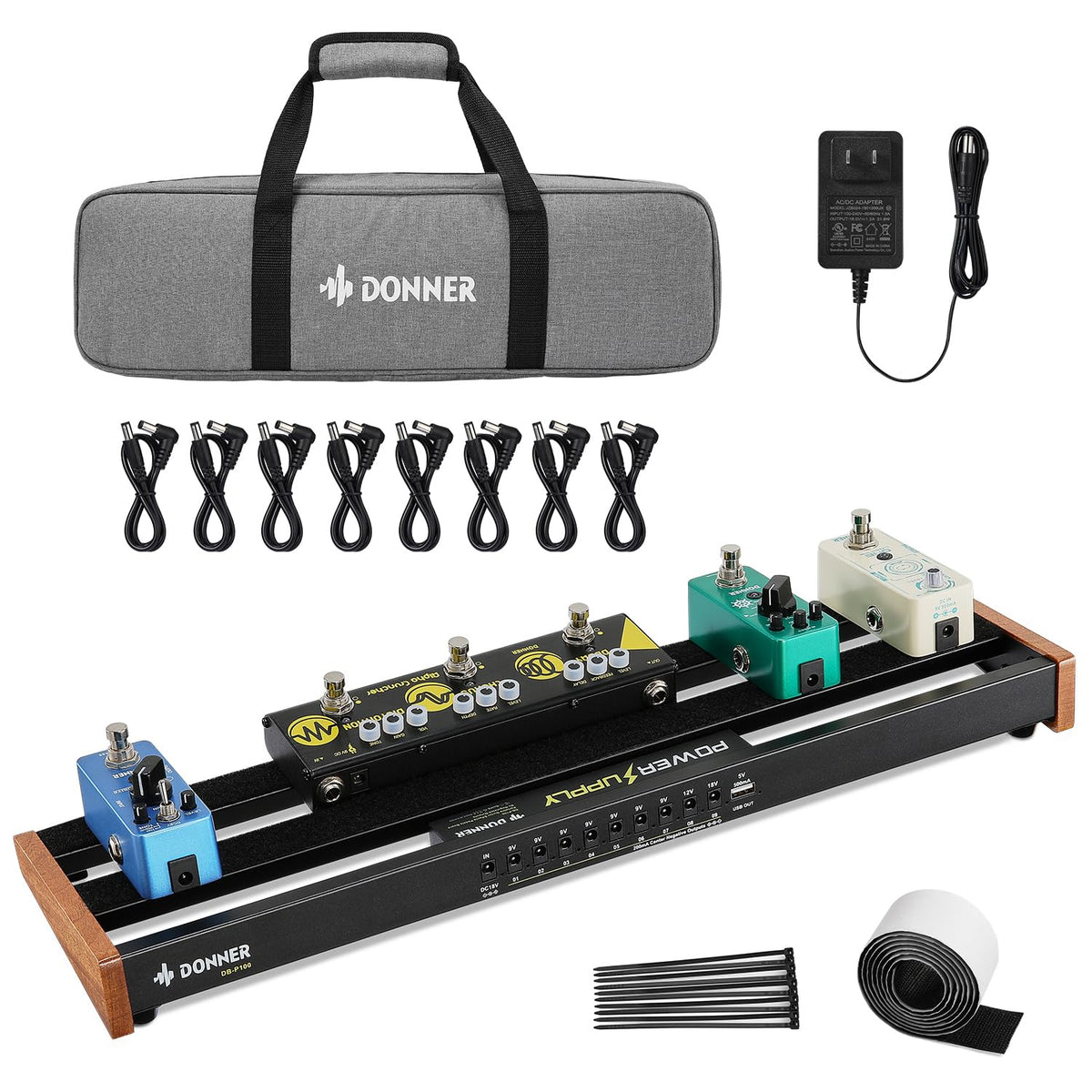 Donner Guitar Pedal Board with Built-in Power Supply - Image 1