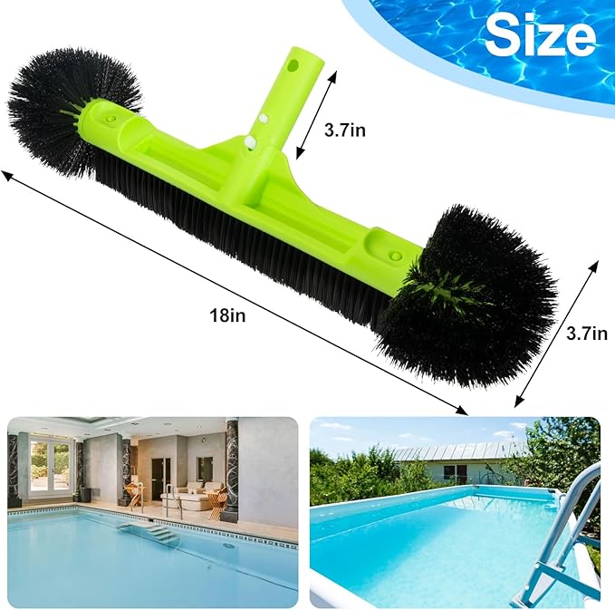 Sepetrel 18" Wide Pool Brush Head for Cleaning Walls,Inground/Above Ground Swimming Pool Scrub Brushes with Round Ends