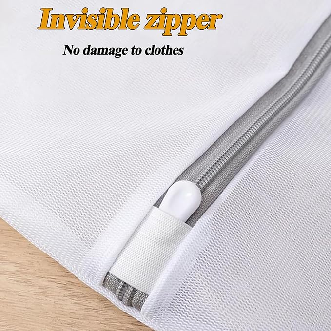 Delicates Mesh Laundry Bag, Washing Mesh Bags with Zipper, Lingerie Bag, Clothing Wash Bags for Laundry, Shirt, Stockings, Bra and Lingerie, Bed Sheet, Sweater, Blanket (White, Set2)