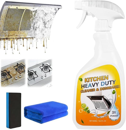 Clean Up Kitchen Oil Stains Spray, Heavy Duty Kitchen Cleaner for Tough Grease - Foaming Degreaser Spray for Stovetops, Ovens & Appliances, No-Scratch Formula, Multi-Surface Use (16.9 Fl Oz)